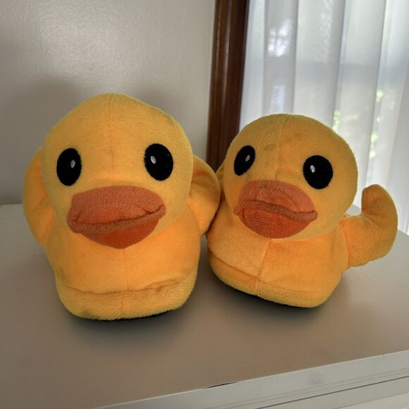 Duck Plush Giant Yellow Stuffed Slide On Slippers Duckie Animal Quirky Cozy - Picture 1 of 10